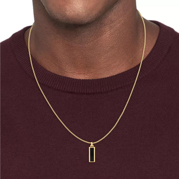 Ανδρικό κολιέ Tommy Hilfiger 2790541, με ορθογώνιο στοιχείο ενσωματομένο στην αλυσίδα κατασκευασμένο από χειρουργικό ατσάλι σε χρυσό χρώμα με μαύρο όνυχα.